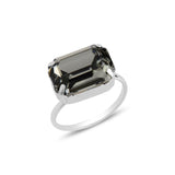 Emerald-Cut Crystal Cocktail Ring - Modern Oval Statement
