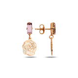 Rose Gold Plated Sterling Silver Stud Earrings - Minimalist Aquamarine Baguette