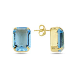 Modern Emerald Cut Crystal Solitaire Statement Stud Earrings