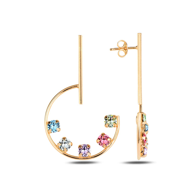 Lustrous Half Hoop Earrings - Elegant Sparkle Design