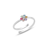 Sterling Silver Swarovski Flower Ring - Minimalist Bezel Set