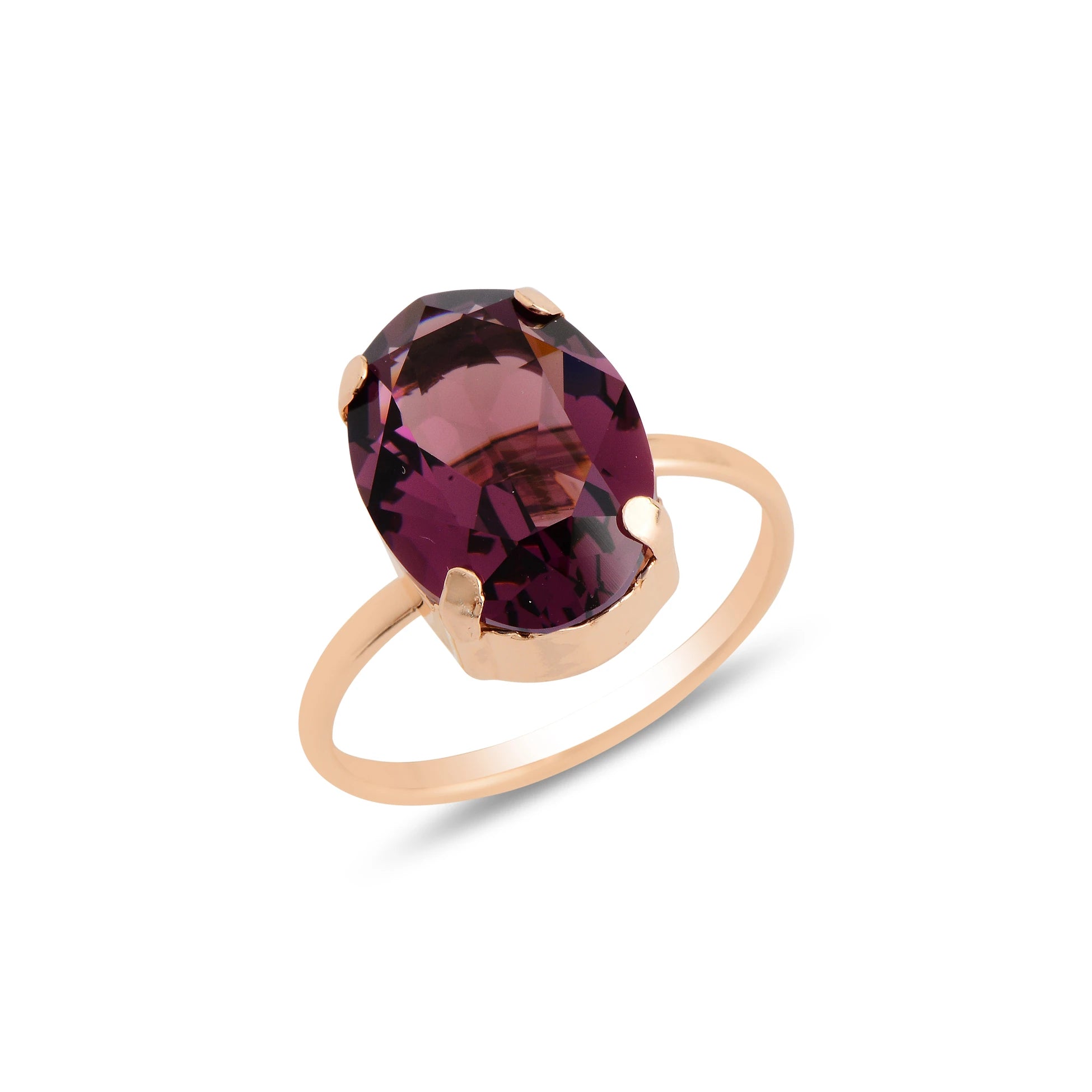 Sterling Silver Oval Swarovski Crystal Ring - Elegant Sparkle