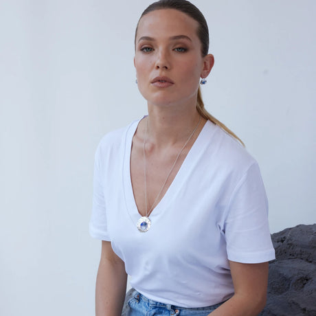 Swarovski Crystal Sterling Silver Earrings - Voluminous Hammered Style