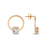 Sterling Silver Mini Hoop Earrings - Sparkling Crystal Trio