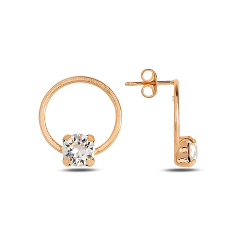 Sterling Silver Mini Hoop Earrings - Sparkling Crystal Trio