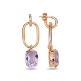 Rose Gold Plated Sterling Silver Aquamarine Bezel Set Earrings