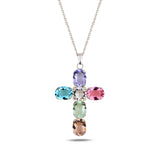 Large Cross Pendant Necklace - Elegant Rounded Design