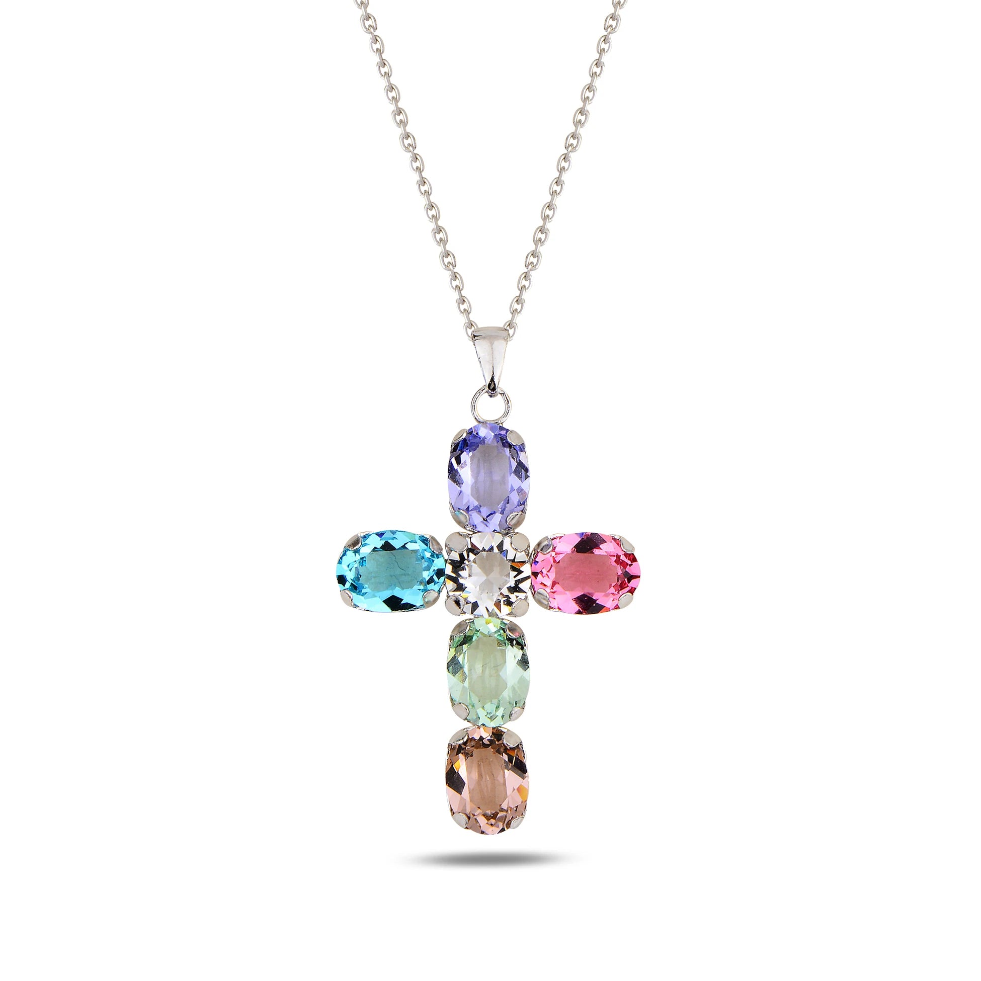 Large Cross Pendant Necklace - Elegant Rounded Design