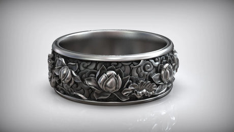 Artisan Japanese Lotus Kanji Ring