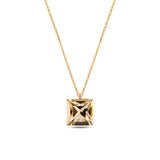 Multi-Cut Natural Stone Inspired Square Necklace - Romantic Design