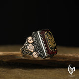 Sterlingsilber Herrenring mit Gravur - Design mit Steinakzenten
