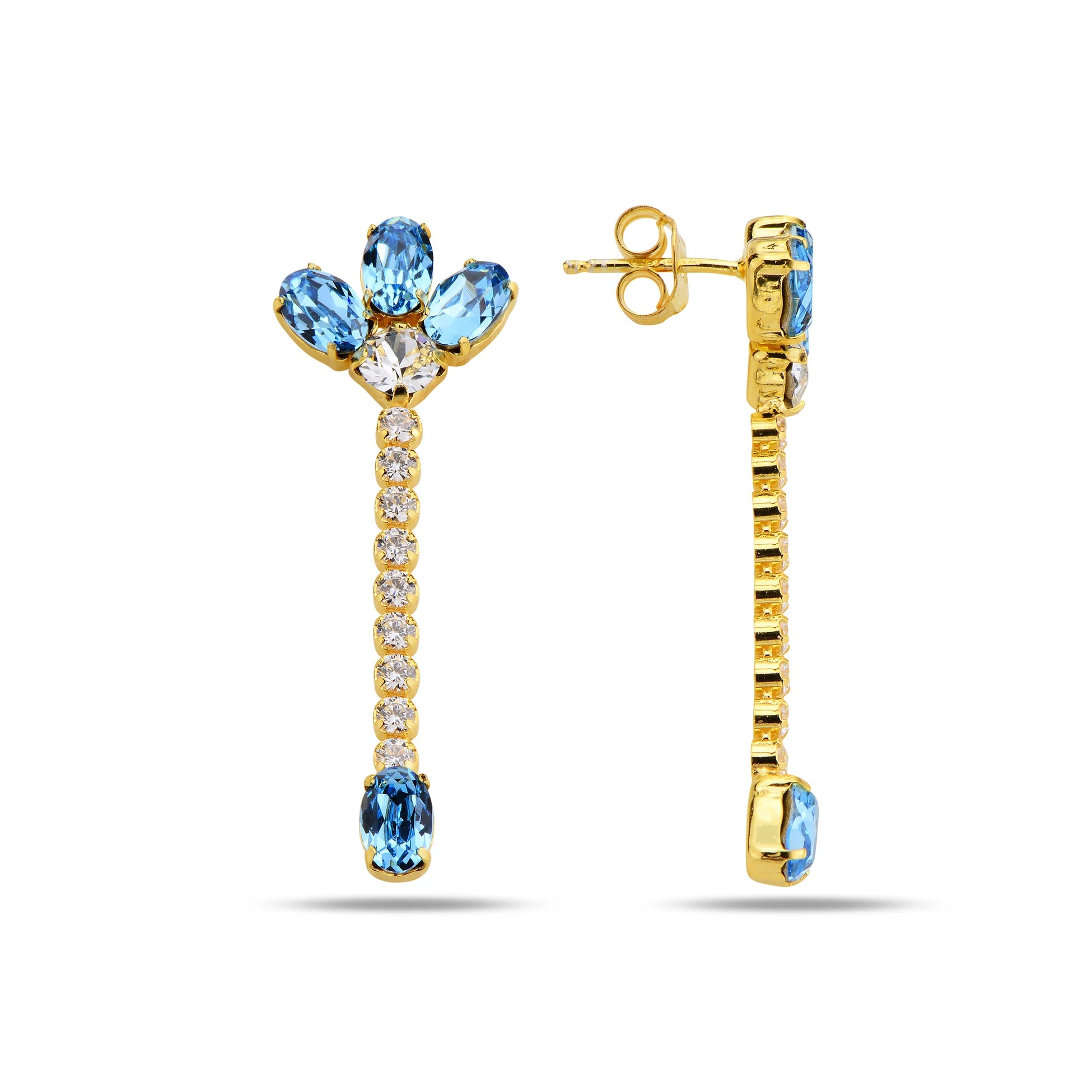 Boucles d'oreilles pendantes en argent sterling avec cristal Swarovski - Design marquise élégant