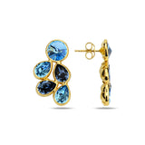 Boucles d'oreilles pendantes Salacia Blue Crystal en forme de créole - Design Couronne