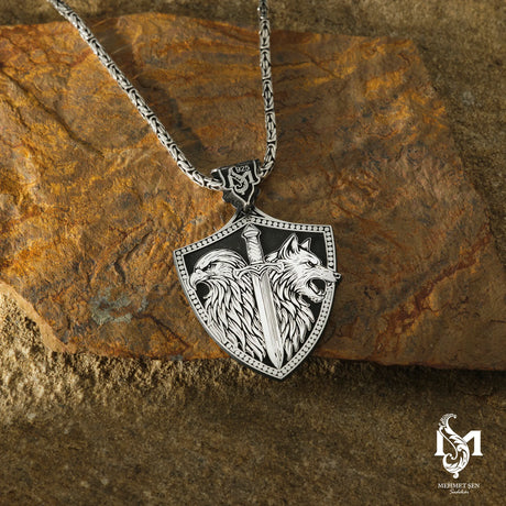 Men's Shield Medallion Pendant - Symbolic & Bold Design
