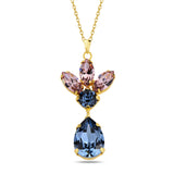 Collana Corona Flora placcata in oro rosa in argento sterling con cristalli marquise