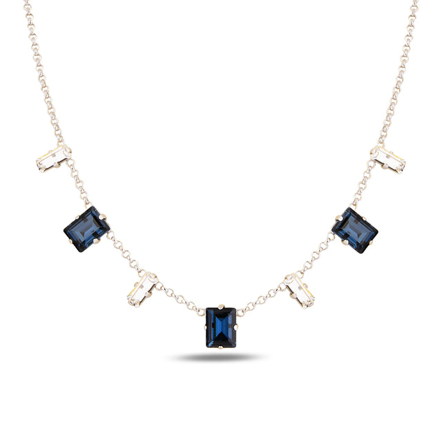 Sparkling Baguette Stone Line Necklace - Elegant Minimalist Design