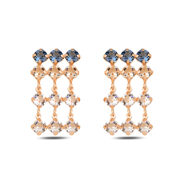 Elegant Blue Drop Earrings - Dazzling Sea-Inspired Vertical Design