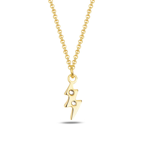 925 Sterling Silver Lightning Pendant Necklace - Colorful Swarovski Crystals