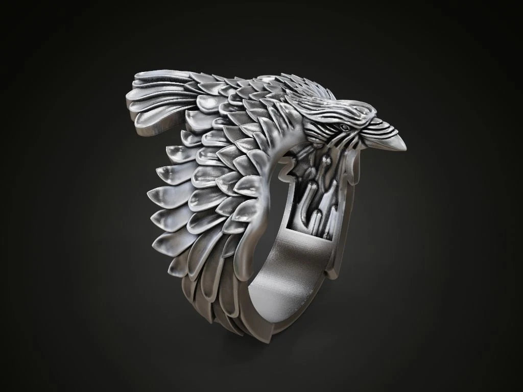 Artisan Crafted Raven Motif Statement Ring