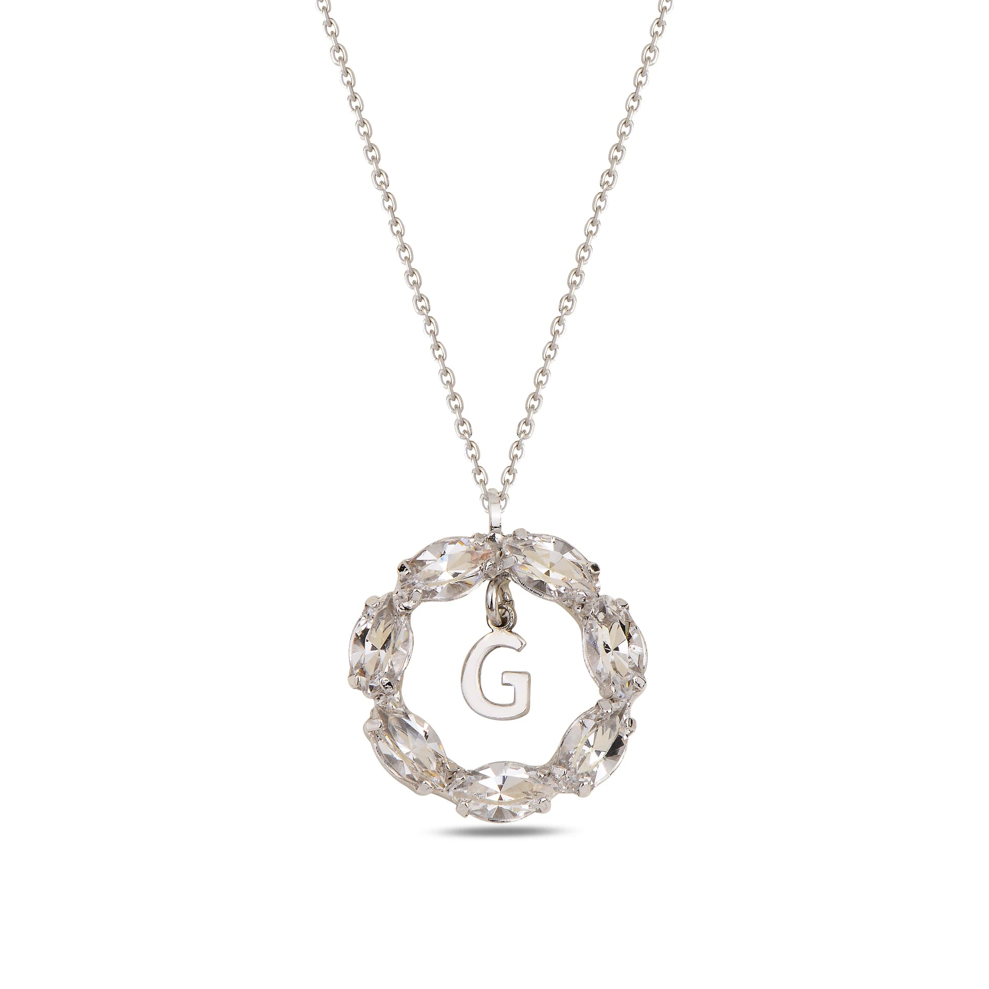 Collar de Plata de Ley con Letras y Cristales Swarovski Marquise