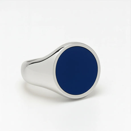 Sterling Silver Lapis Lazuli Ring - Elegant Rhodium Plated Design