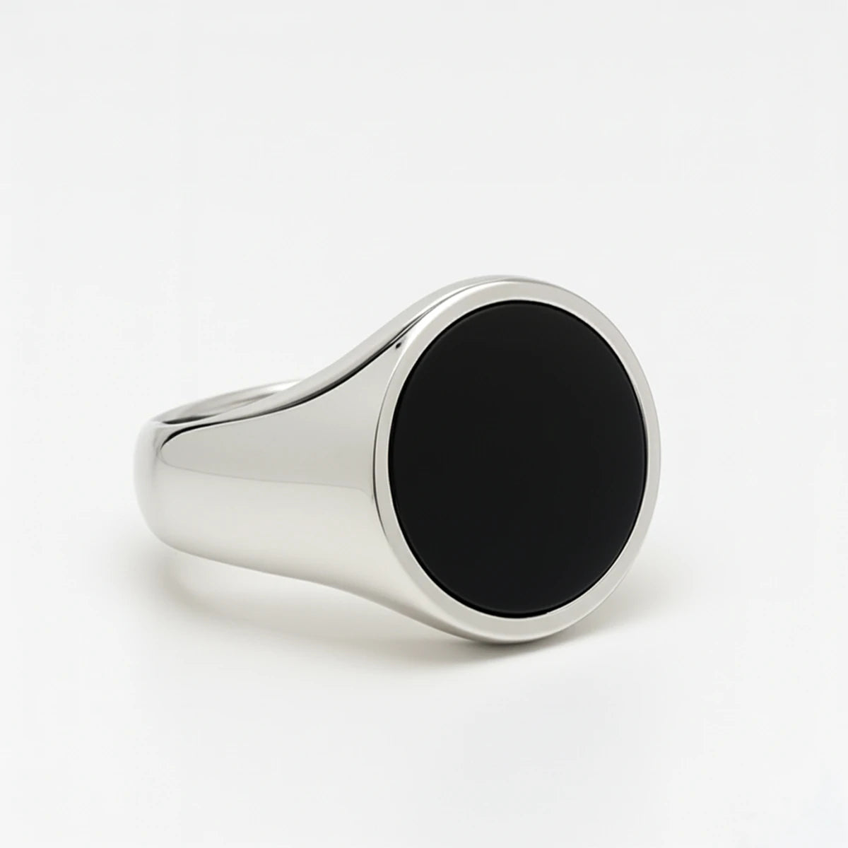 Sterling Silver Onyx Gemstone Ring - Rhodium Plated Elegance