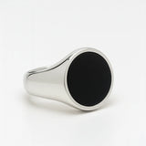 Sterling Silver Onyx Gemstone Ring - Rhodium Plated Elegance