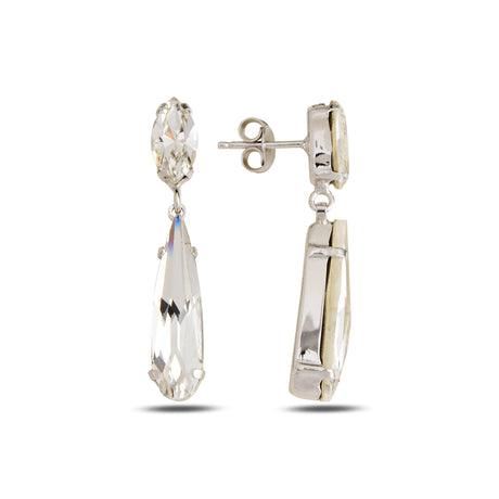 Rose Gold Plated Sterling Silver Dangle Earrings - Marquise & Pear Cut