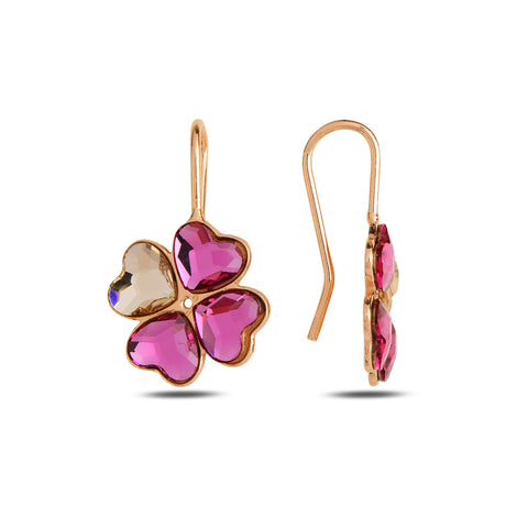 Sparkling Four-Leaf Clover Hook Earrings - Fortuna Lucky Charm