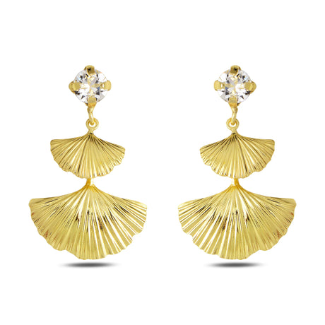 Sparkling Solitaire Earrings - Elegant Feather Charm Design