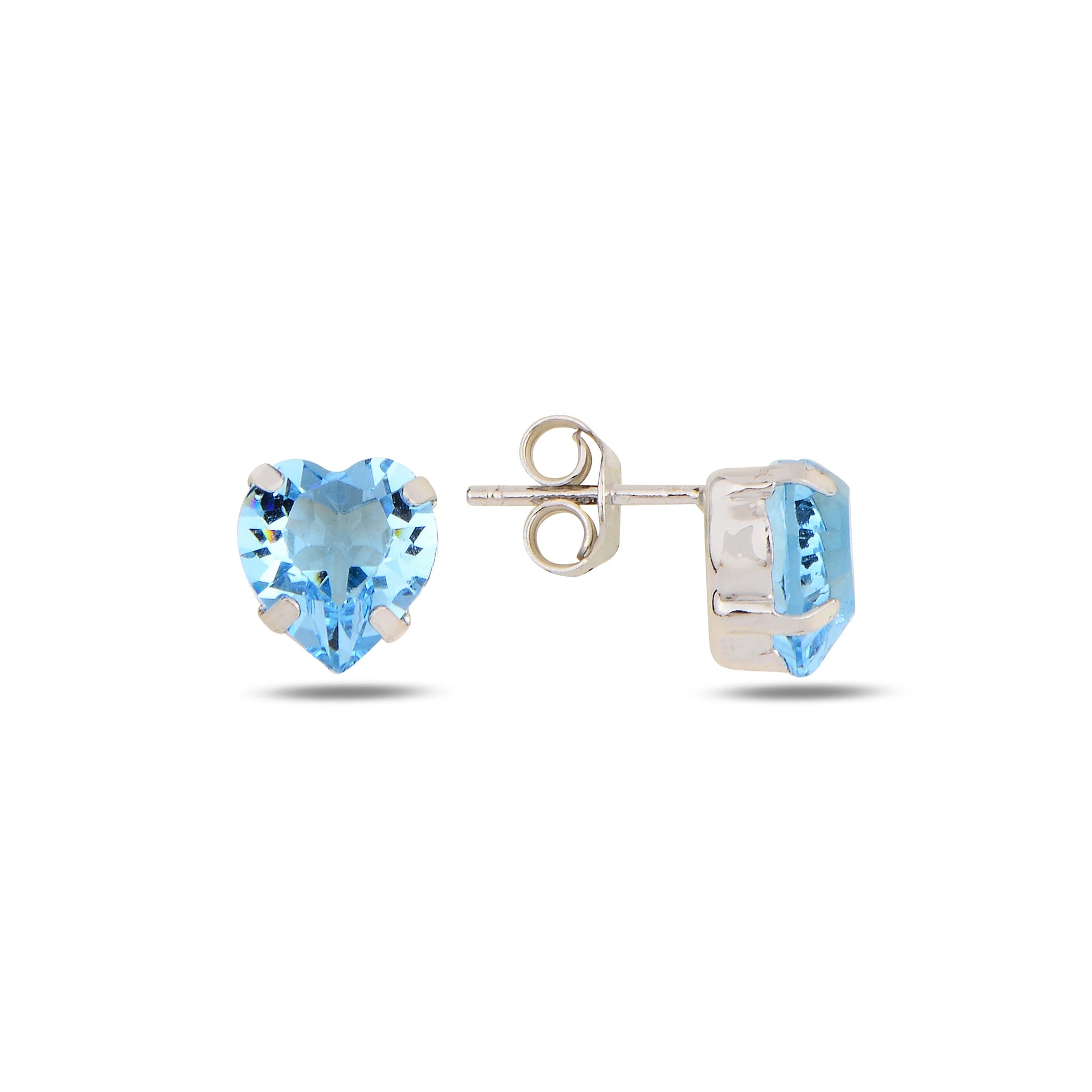 Boucles d'oreilles cœur en argent sterling plaqué or jaune - Cristal Swarovski