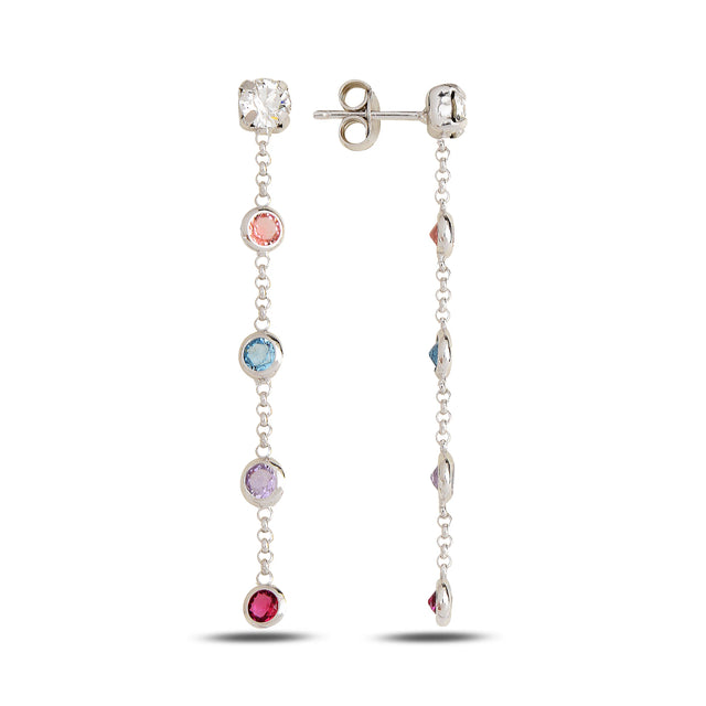 Colorful Cluster Drop Earrings - Vibrant & Playful