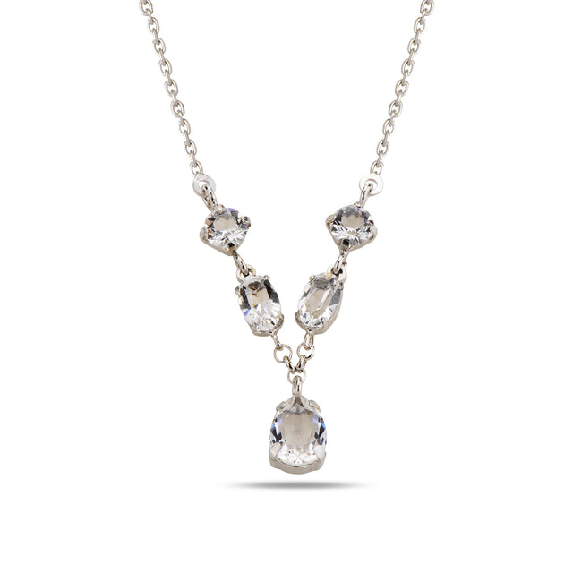Sterling Silver Pear-Cut Swarovski Crystal Necklace - Dazzling Sparkle