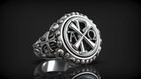 Premium Chi Rho Religious Symbol Ring