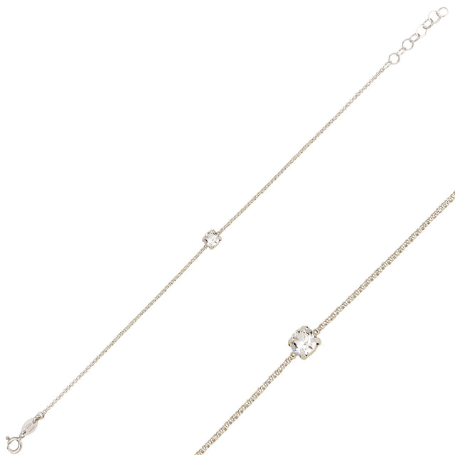 Clear Stone Solitaire Bracelet - Feminine Everyday Elegance