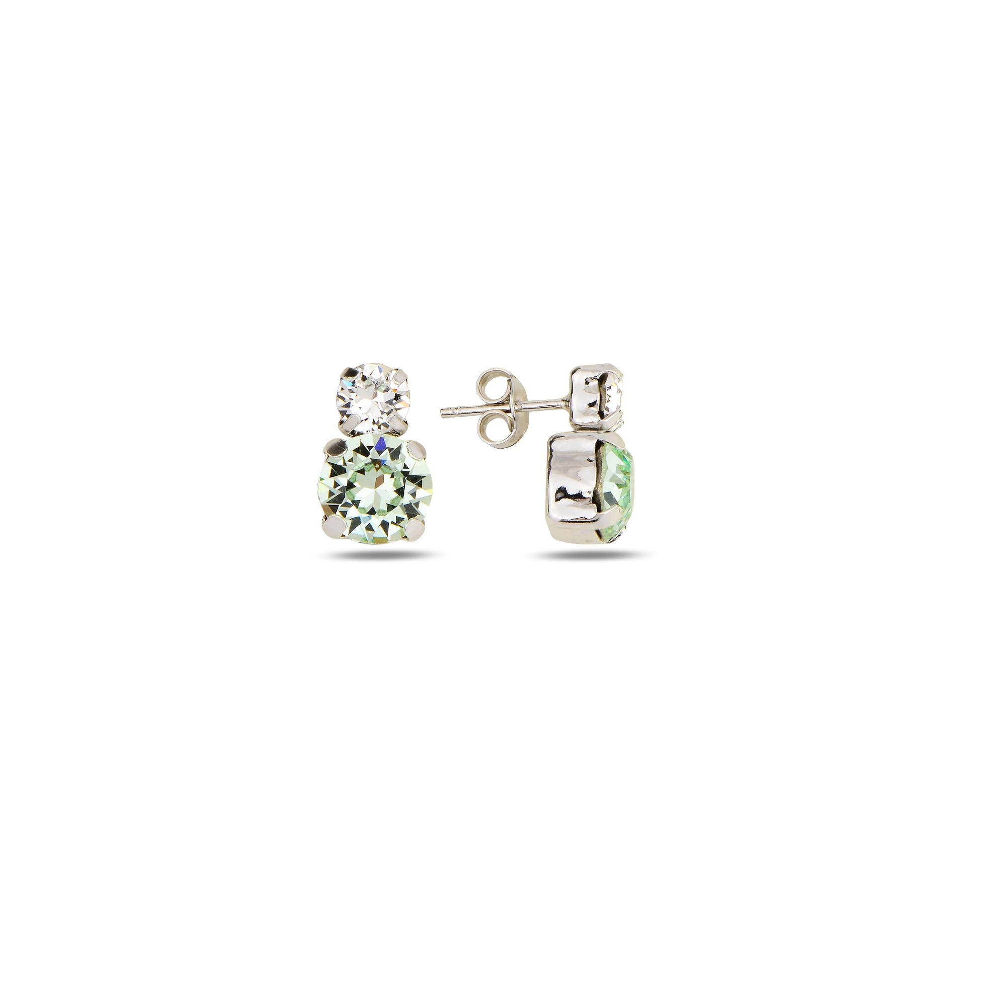 925 Sterling Silver Swarovski Crystal Duo Earrings - Minimalist Sparkle