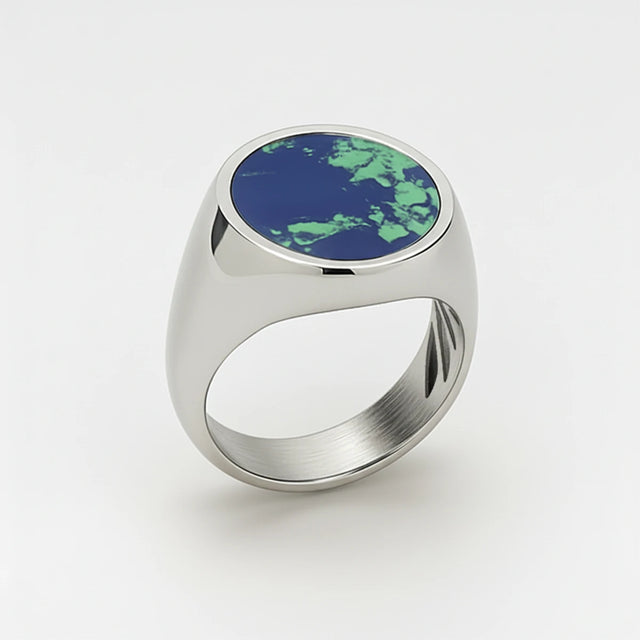 Sterling Silver Azurite Ring - Natural Gemstone Statement Piece