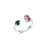 Sterling Silver Oval Swarovski Crystal Ring - Simple & Elegant