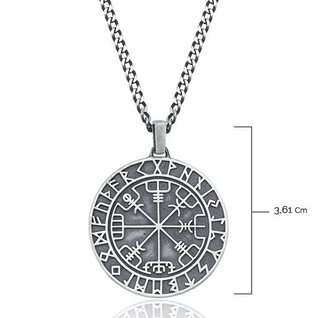 Sterling Silver Pendant Necklace - Vegvisir Compass Symbol