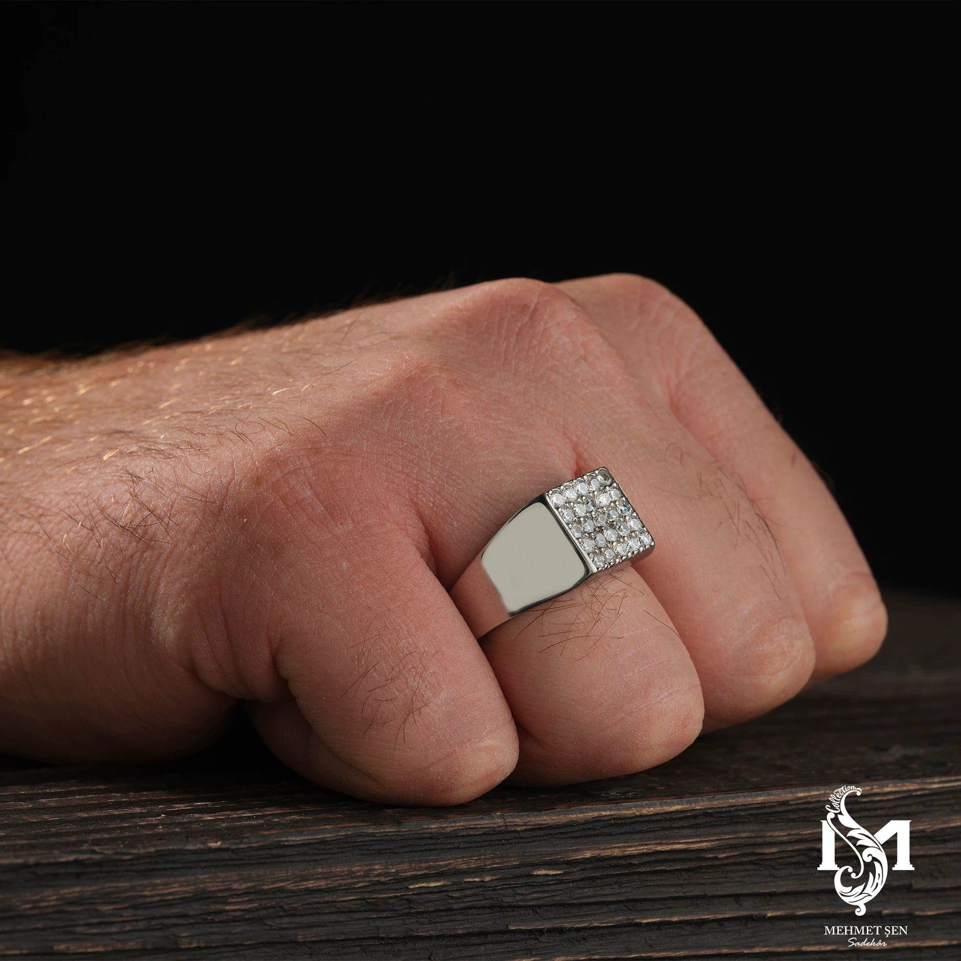 Bague homme en argent sterling - Design audacieux avec pierre précieuse