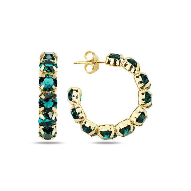 Sparkling Crystal Hoop Earrings - Full-Circle Pave Brilliance