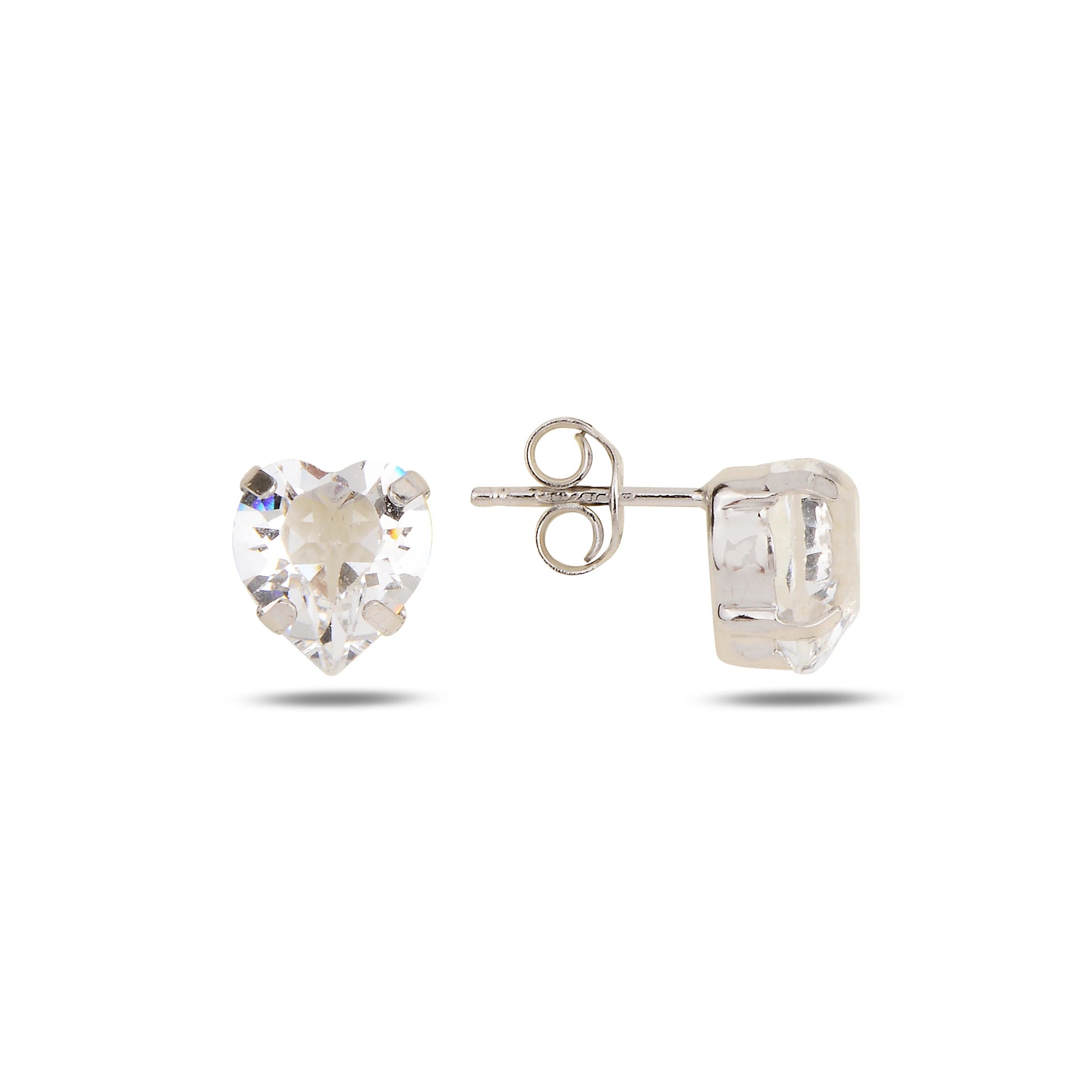 Boucles d'oreilles cœur en argent sterling plaqué or jaune - Cristal Swarovski