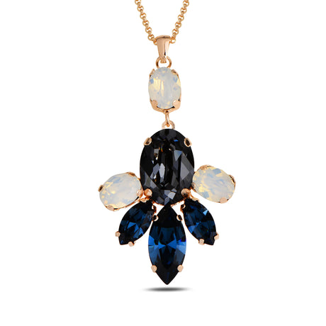 Sterling Silver Flora Statement Necklace with Marquise Swarovski