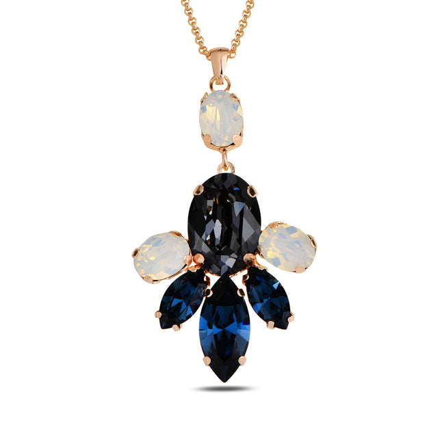 Sterling Silver Flora Statement Necklace with Marquise Swarovski