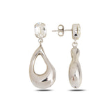 Sterling Silver Swarovski Crystal Earrings - Hammered Organic