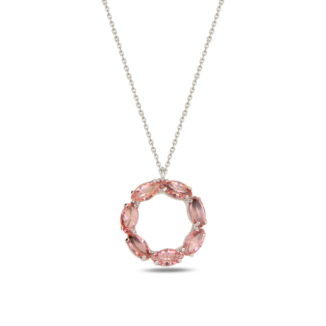Sterling Silver Marquise Crystal Necklace - Neptune Ring Pendant