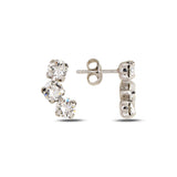 Sparkling Three-Crystal Hoop Earrings - Contemporary Elegance