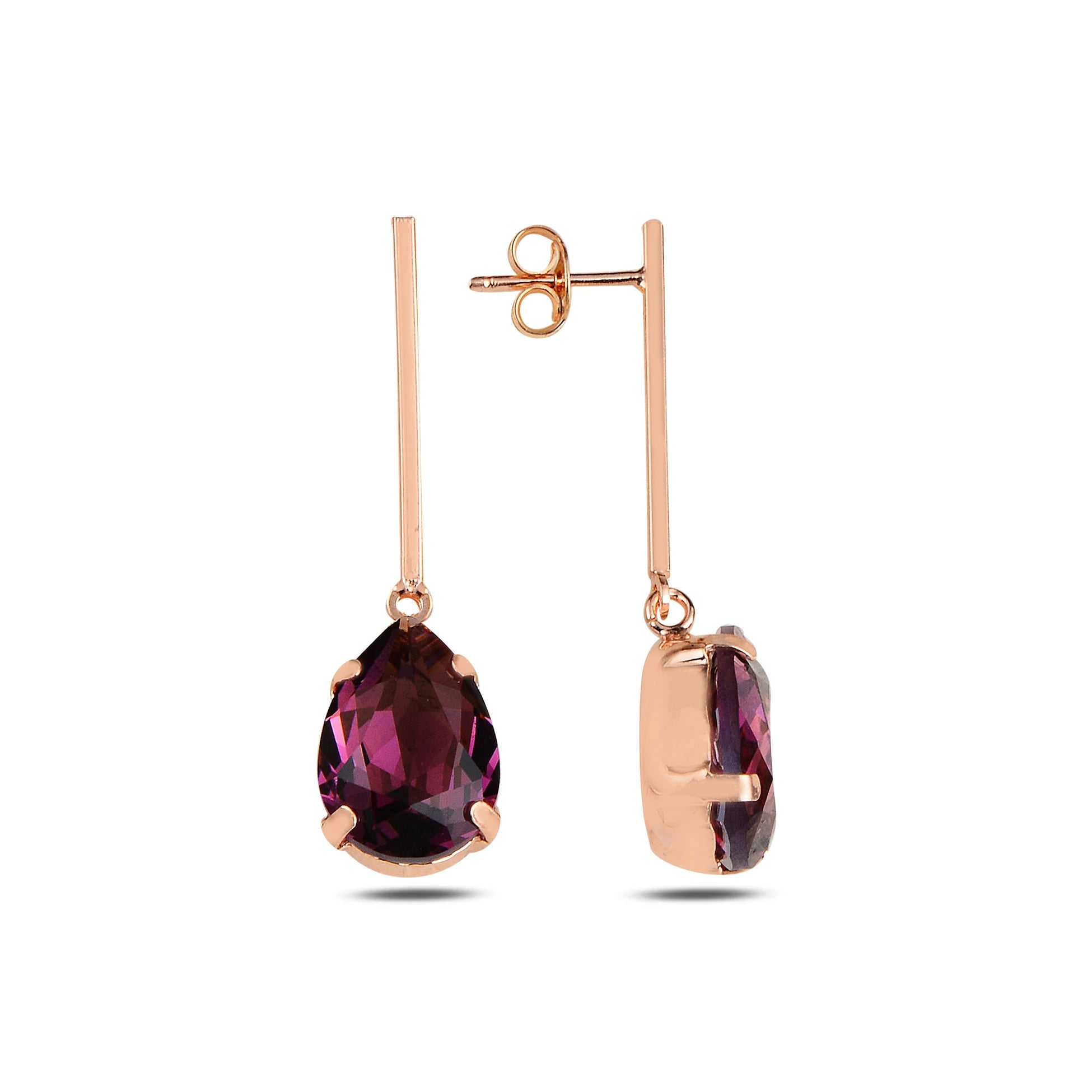 Rhodium Plated Sterling Silver Pear Swarovski Crystal Earrings - Dazzling
