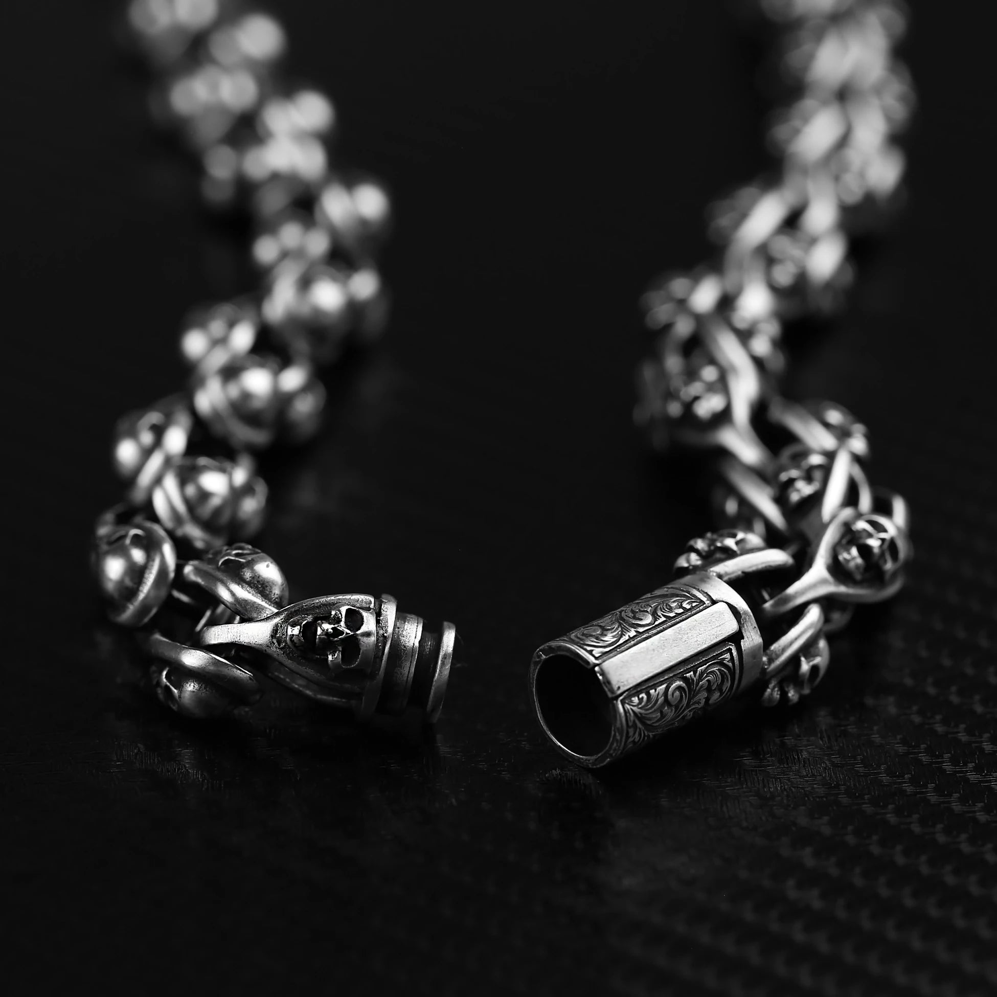 Sterling Silver Skull Chain Necklace - Bold & Edgy Statement