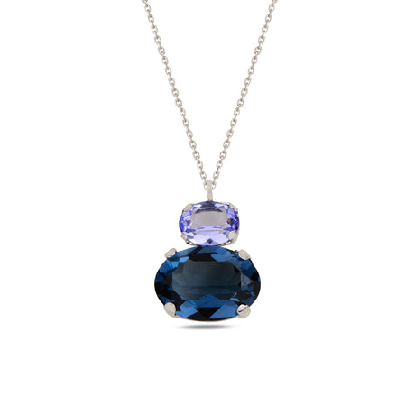 Rose Gold Plated Sterling Silver Necklace - Mixed-Cut Swarovski Crystals